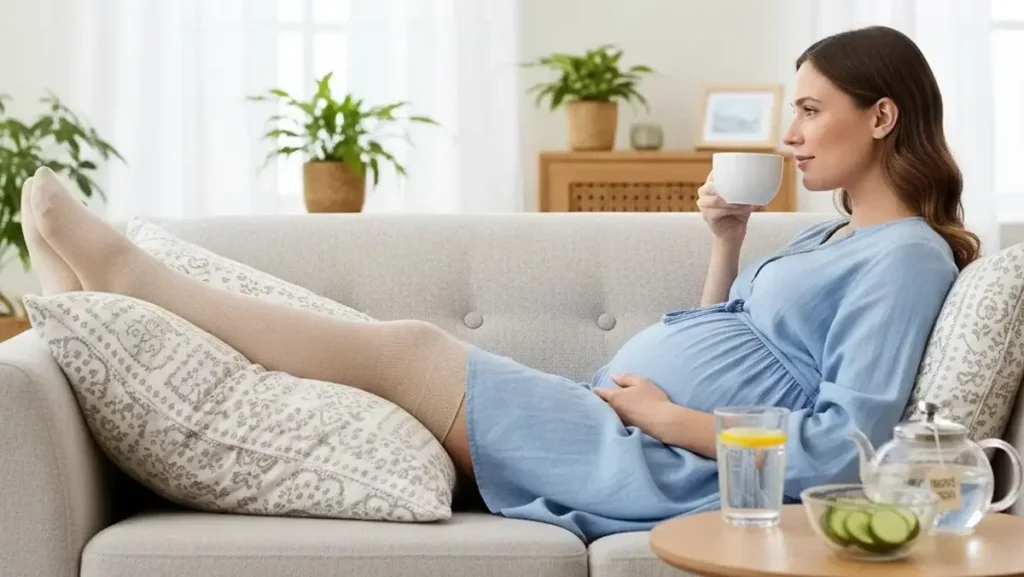 کاهش ورم پا بارداری: درمان خانگی و جوراب واریس